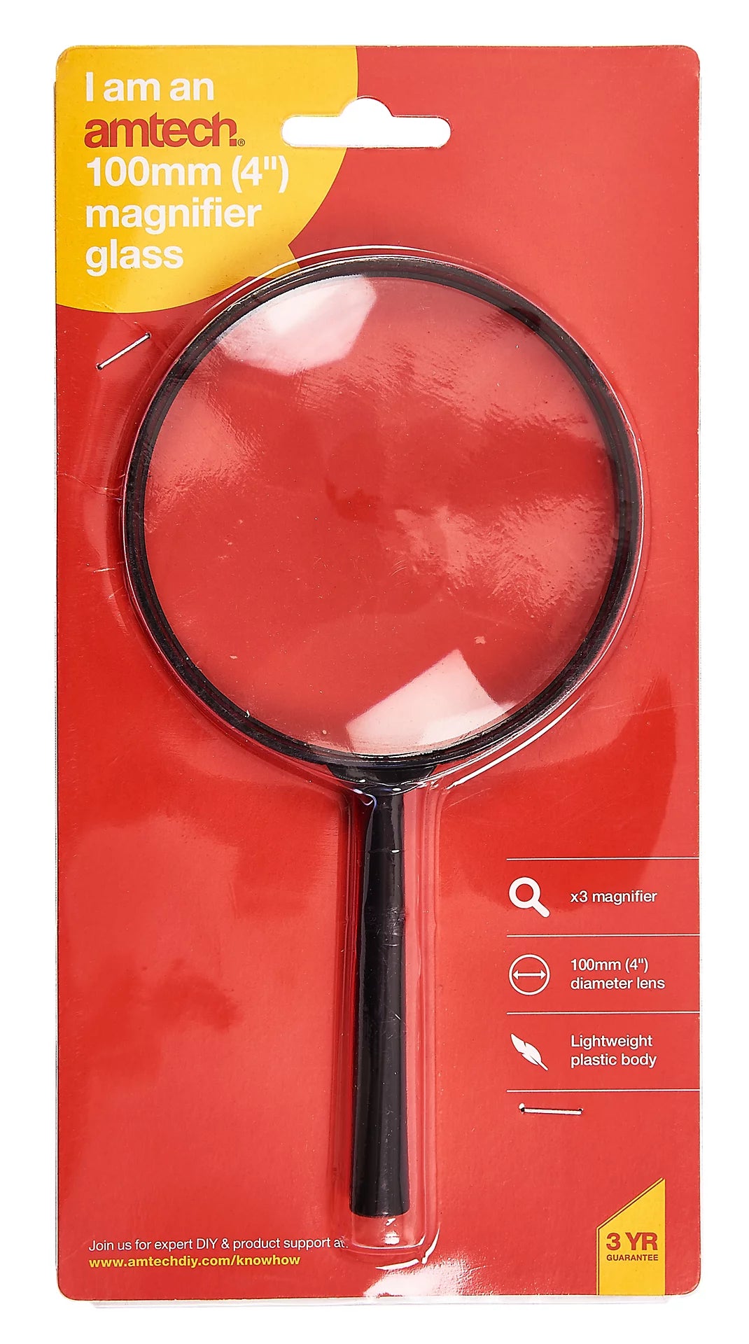 Loupe Amtech S2915, diamètre 100 mm (4 pouces), grossissement 3x