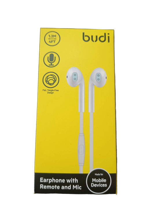 Budi 3.5mm Jack Earphones  with Volume control & Mic 1.2m