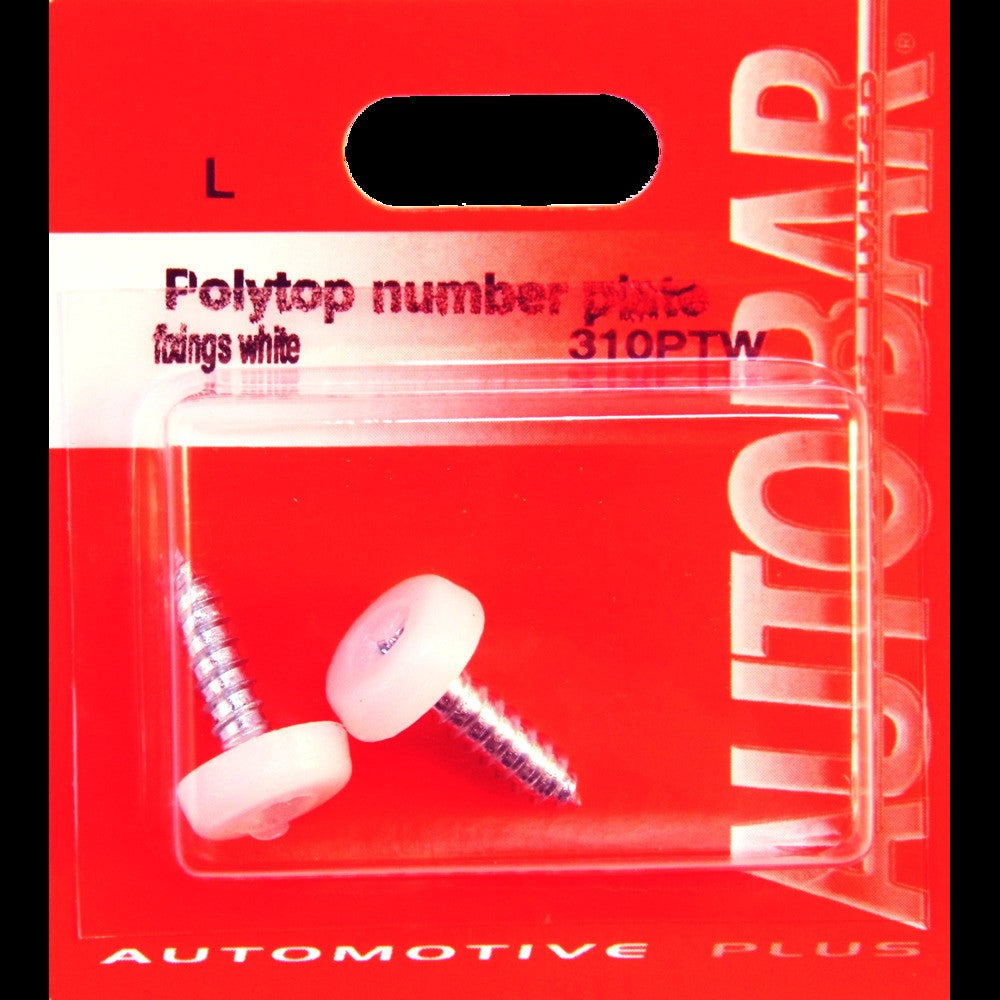 Autobar Polytop Number Plate Fittings - White (2Pk)