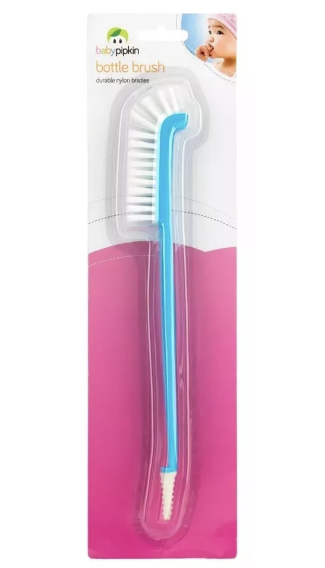 Long Handle Bottle Brush Nylon Bristles 2-in-1 Curve Head Washing Up Baby Bottle