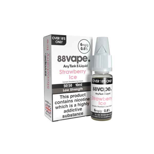 88Vape Anytank Strawberry Ice 6mg E-Liquid - 10ml Bottle