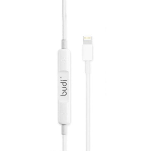 Budi Earphones For iPhone 5 to 14 True Sound 1.2M Cable 8Pin - White