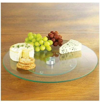 APOLLO Glass Lazy Susan 35cm - Rotating Plate for Dining Table & Kitchen