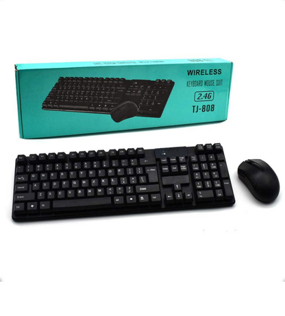 Ensemble clavier et souris sans fil MIYAKO avec sensation mécanique, 2,4 G pleine taille silencieux avec design ergonomique (noir)