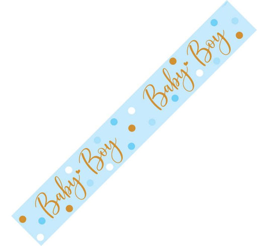 9FT SPARKLING BABY BOY DOTS BANNER