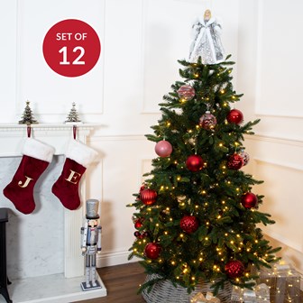 The Christmas Workshop 12PK Shatterproof Large Baubles -Red