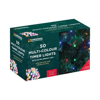 Christmas Workshop 50 LED Battery Op Timer Lights - Multi Colour