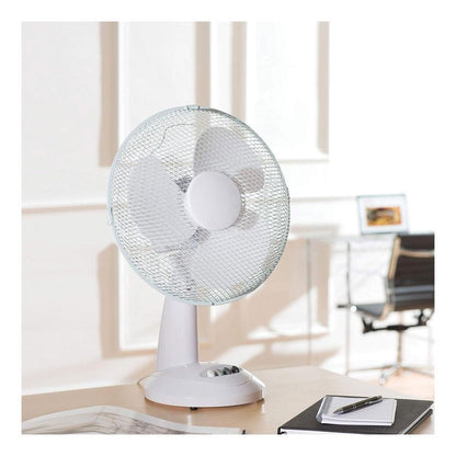 Daewoo 12 Inch Oscillating Desk Fan 3 Speed Settings 40W – White