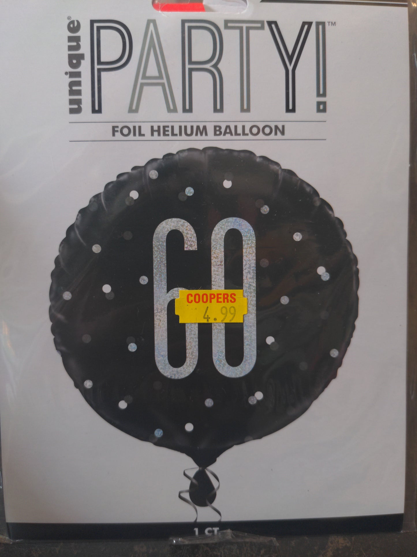 No 60 Black Helium Foil Balloon 18in