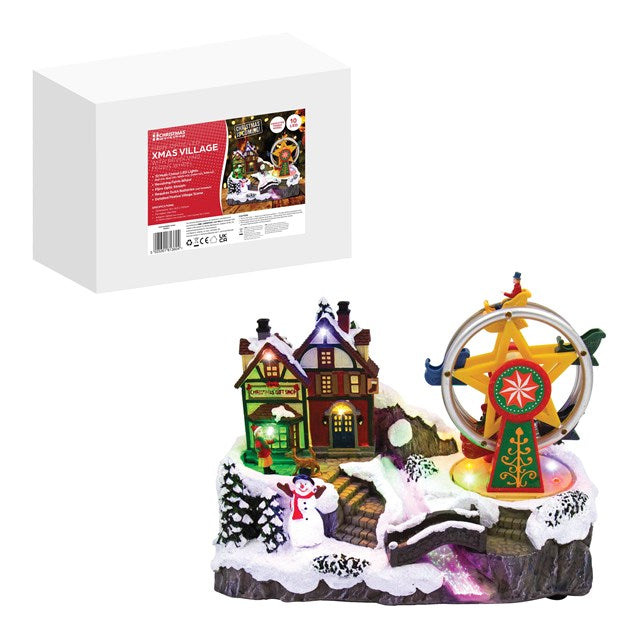 The Christmas Workshop LED Christmas Village With Revolving Ferris Wheel