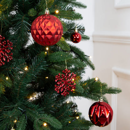 The Christmas Workshop Red Shatterproof Christmas Baubles – Set of 50, Mixed Sizes