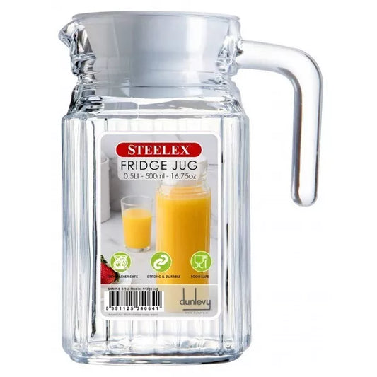 Pichet en verre avec couvercle, pour boissons, eau, cocktail, lait, anti-goutte 500 ml 0,5 L