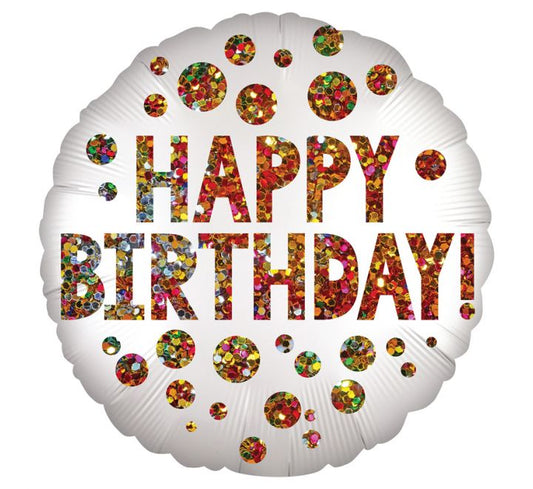 18in SATIN INFUSED BIRTHDAY SEQUINS FOIL BALLOON