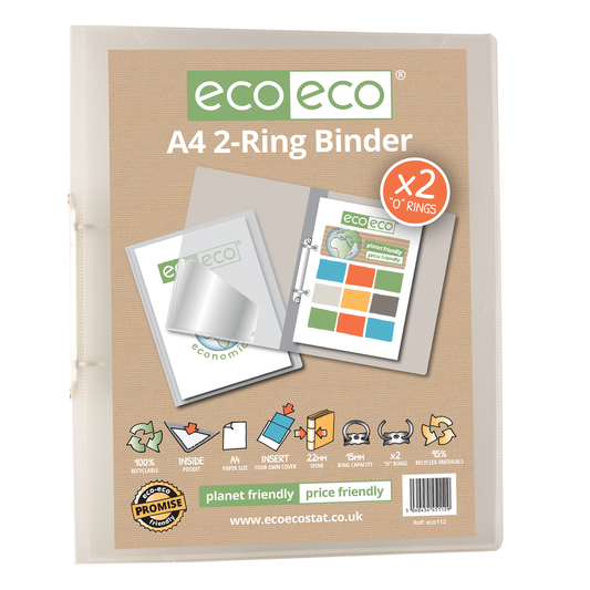 Eco A4 Clear 95% Recycled Presentation 2 Ring Binder