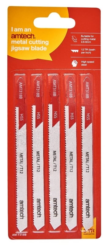 Amtech Lot de 5 lames de scie sauteuse en métal 2,5-6 mm