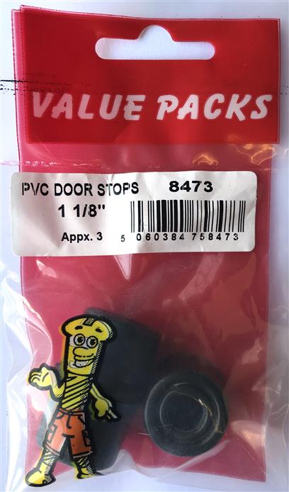 8473 - DS118B - 1 1/8'' PVC Door Stops Black - 3/PK (Approx)