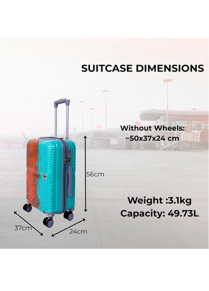 CBA Cabin Luggage – 56cm Lightweight Suitcase (50cm Without Wheels, Airline Compliant) Blue & Orange