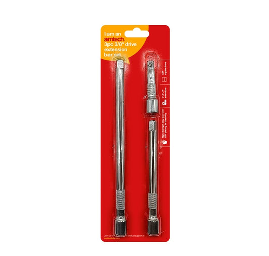 Amtech 3 Piece 9mm (3/8'') short extension bar set