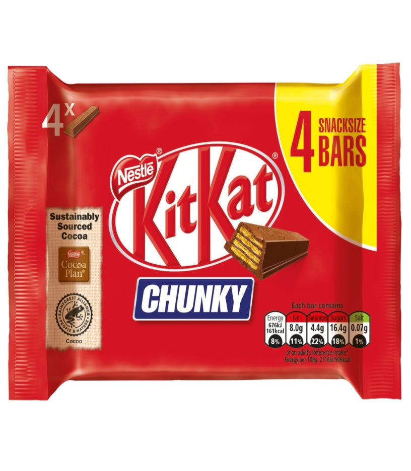 Kit Kat Chunky Milk Chocolate Bar Multipack 4 Pack 32g