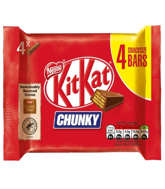 Kit Kat Chunky Milk Chocolate Bar Multipack 4 Pack 32g