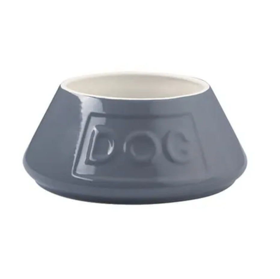 Mason Cash Grey Ceramnic Non Tip Lettered Dog Bowl 21cm