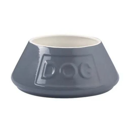 Mason Cash Grey Ceramnic Non Tip Lettered Dog Bowl 21cm