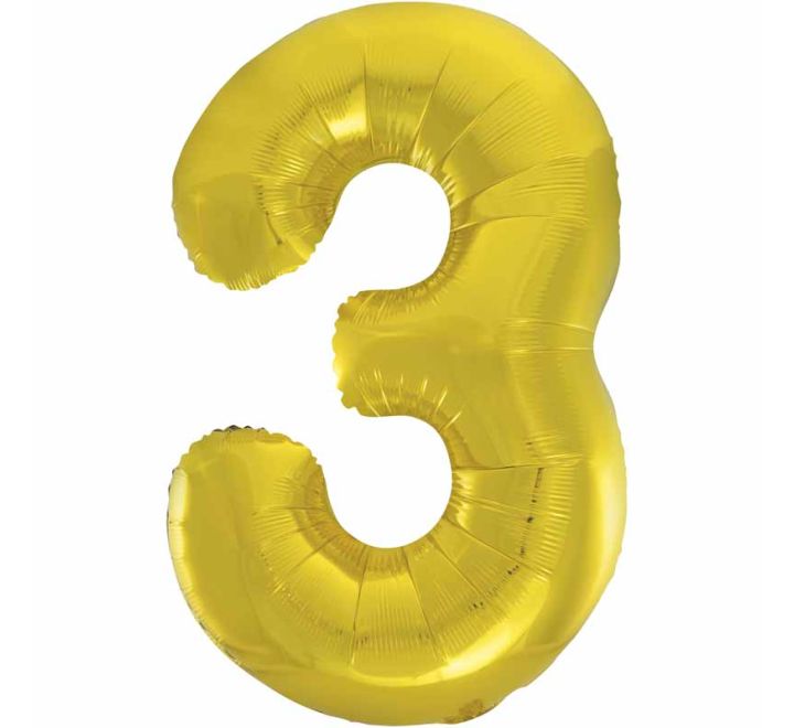 34in CLASSIC GOLD NUMBER 3 FOIL BALLOON