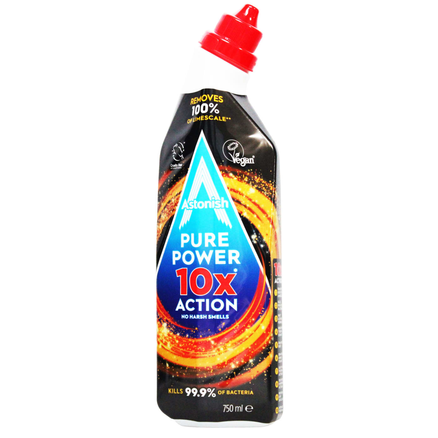 ASTONISH PURE POWER 10X ACTION  TOILET CLEANER REMOVES 100% LIMESCALE 750ml