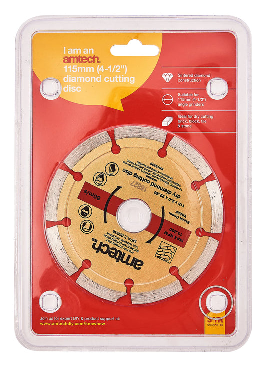 Amtech V0225 115mm (4.5") Diamond cutting disc