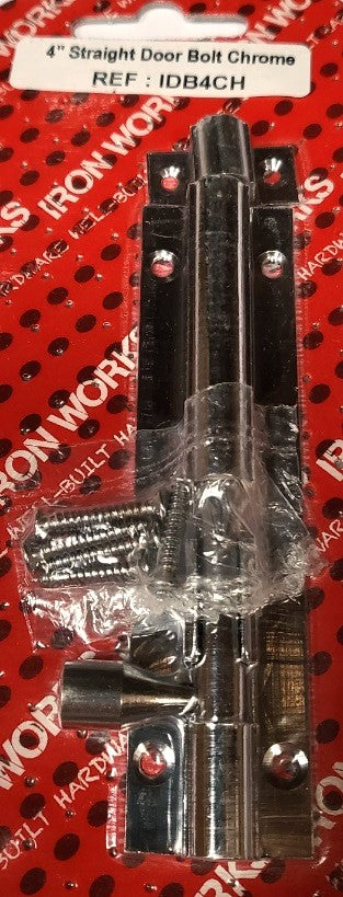 IDB4CH - 4'' Straight Door Bolt Chrome