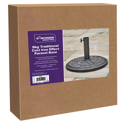 Pied de parasol traditionnel effet fonte 9kg KINGFISHER