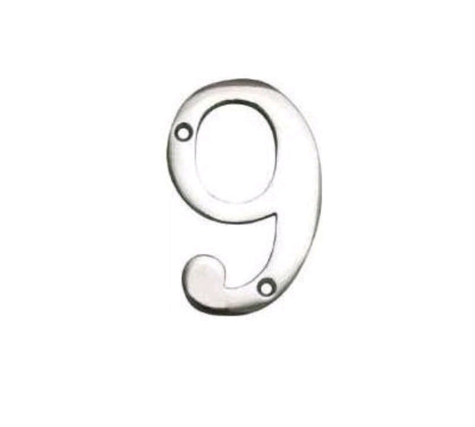 N° 9, chiffre de 75 mm, laiton chromé