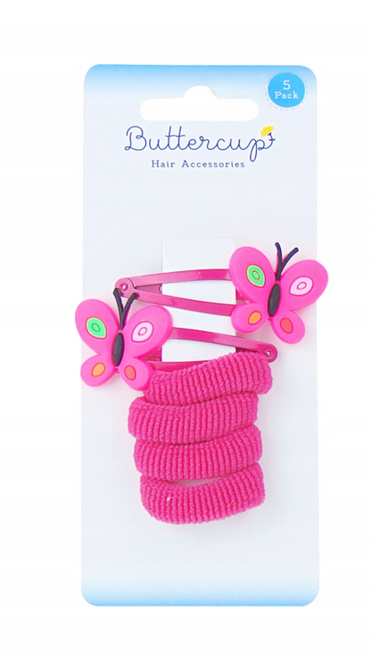 Girls Butterfly Hair Accessory 5pk 2 Colours
