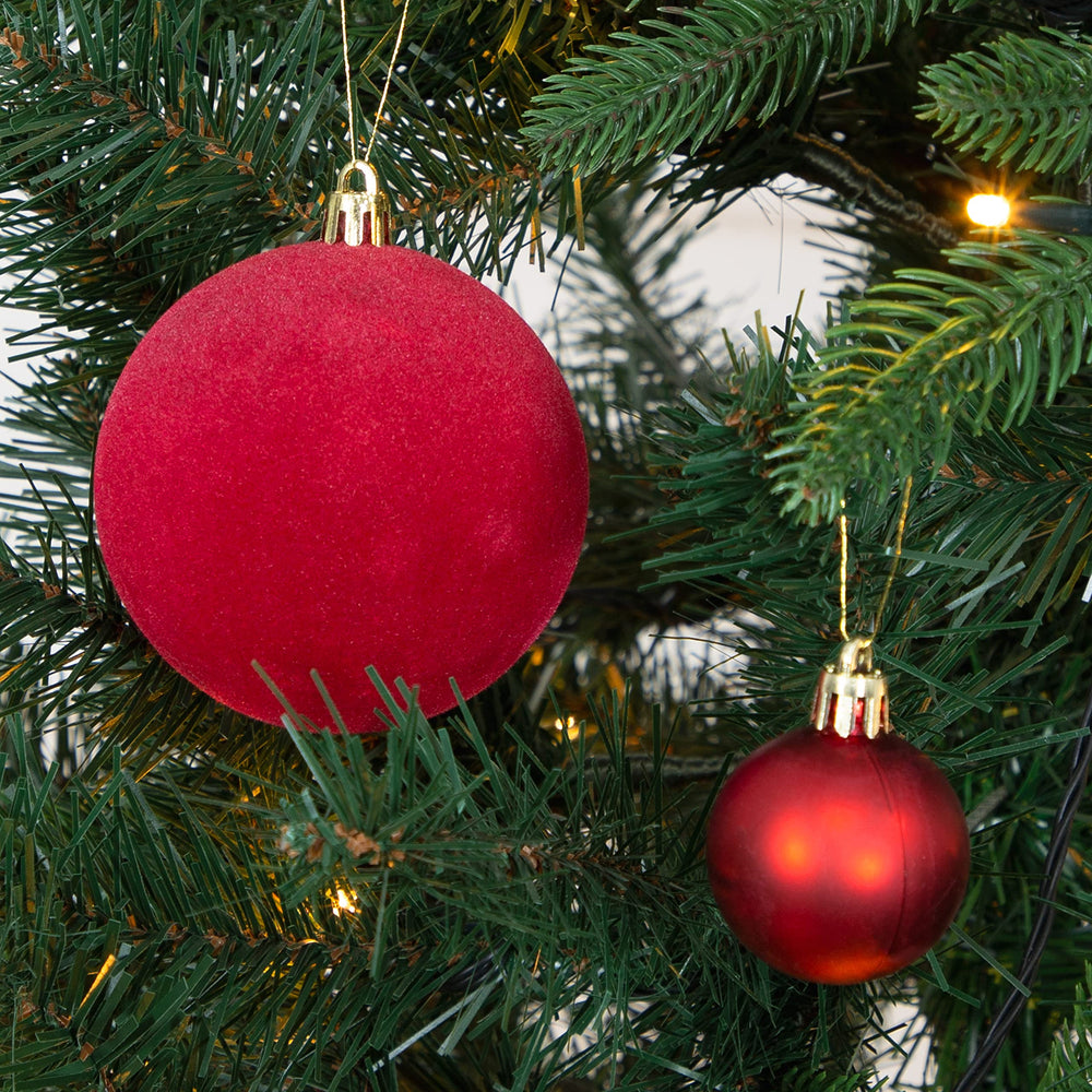 The Christmas Workshop Red Shatterproof Christmas Baubles – Set of 50, Mixed Sizes