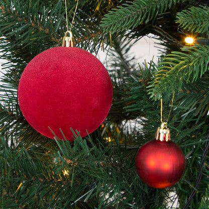 The Christmas Workshop Red Shatterproof Christmas Baubles – Set of 50, Mixed Sizes