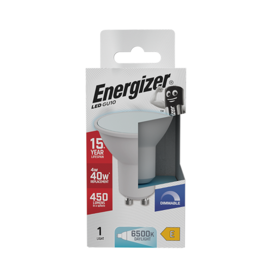 Ampoule LED Energizer GU10 450lm 4W 6500k (Lumière du jour) Dimmable - Boîte de 1