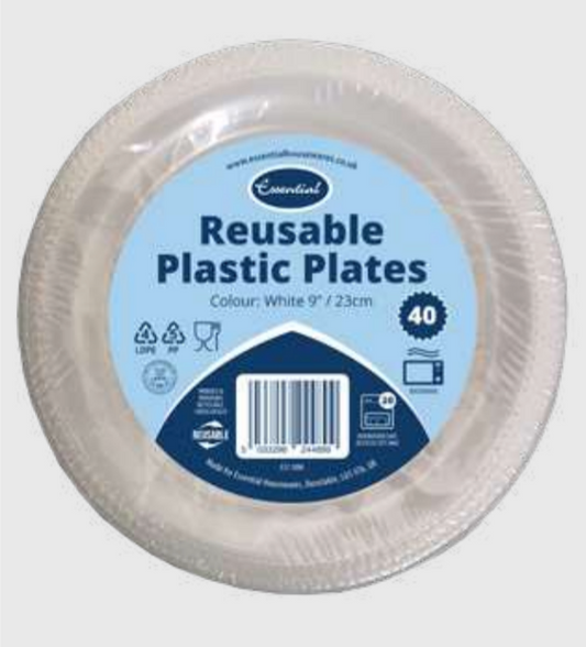 Lot de 40 bols réutilisables en plastique blanc de 350 ml