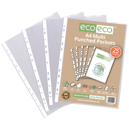 Pochettes perforées 25 intercalaires A4 recyclées 100 % écologiques