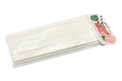 Apollo Flexi Paper Straws-White pk40