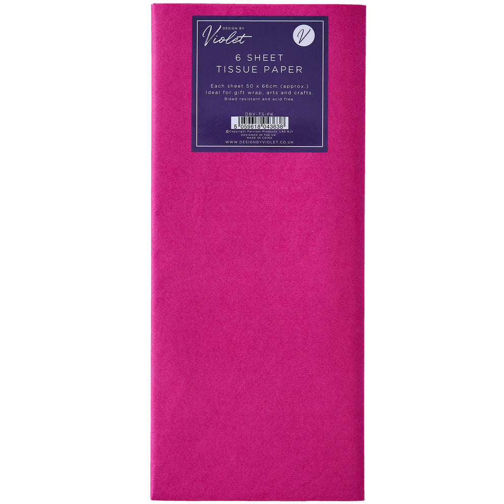 Papier de soie rose foncé 6 feuilles 50 x 66cm