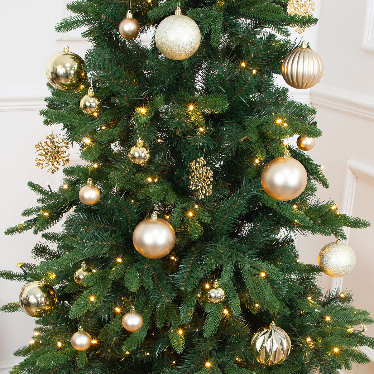 NOËL 50 BOULES INCASSABLES OR TAILLES ASSORTIES