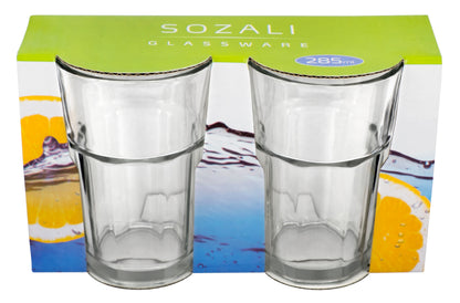 Sozali Clear Glass Tumblers-2pk x 285ml (10oz)