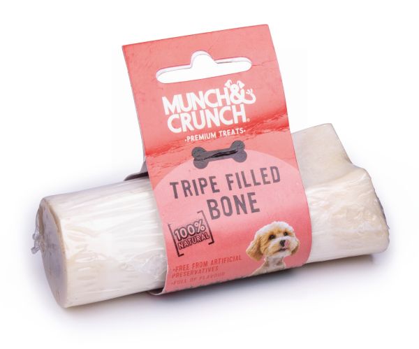 Munch & Crunch Premium Treats - 4" Tripe Filled Bone - 130g