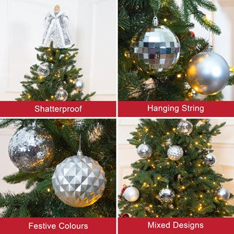 The Christmas Workshop 12PK Shatterproof Large Baubles Silver