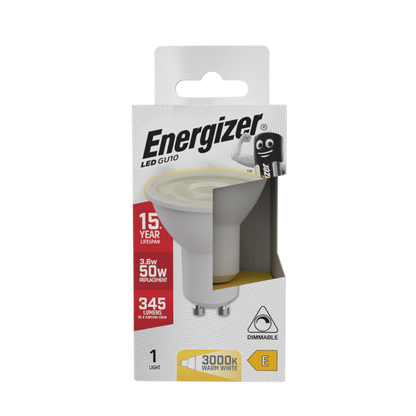 S8826 Energizer LED GU10 345lm 3,6W 3 000K (blanc chaud) Dimmable, Boîte de 1
