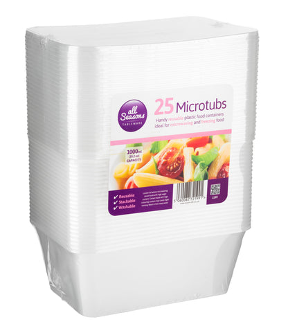 AS –  1 Litre Microwave Containers 25Pk