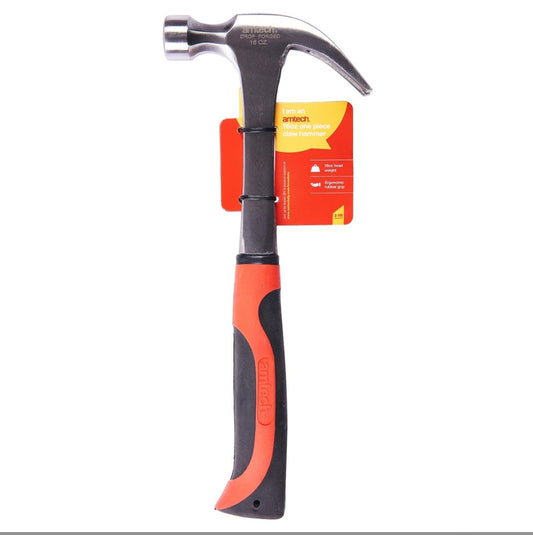 Amtech 16oz Claw Hammer Rubber Grip Handle