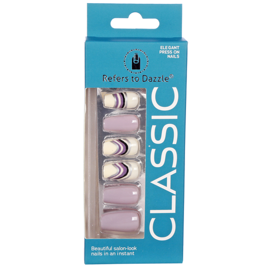 Faux Ongles Classiques à Pression, Motifs Assortis