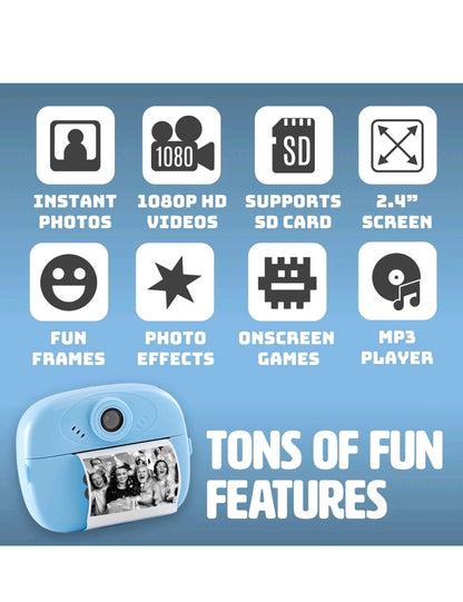 Global Gizmos Kids Camera Instant Print with Rotating Selfie Lens
