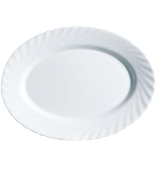 Plat de service ovale Trianon Luminarc en verre, blanc, 29 x 21,5 x 2 cm